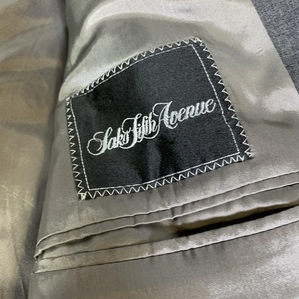 Vintage Mani Giorgio Armani Suit Jacket 40R Gray Wool Double Breasted Saks FLAWS